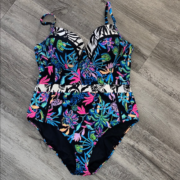 Lilly Pulitzer Palma Onyx Paradise One Piece Swimsuit Size 16 - Picture 2 of 9